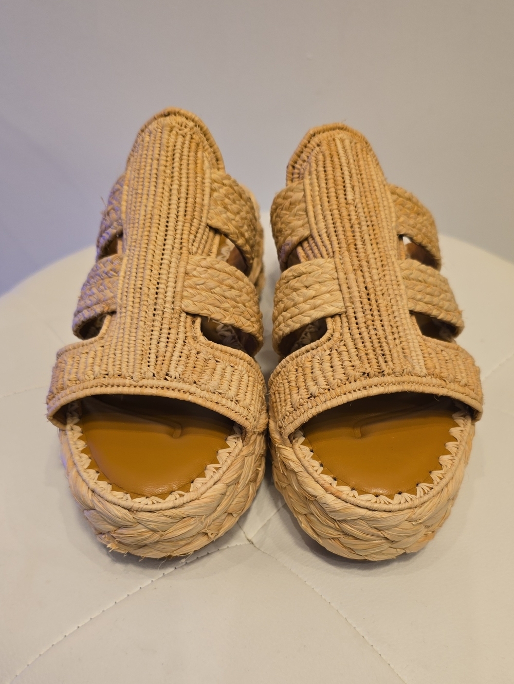 Clergerie Aralia Woven Platform Slides Sandals Shoes BRAIDED Rattan NEW 9 39 - Picture 5 of 9